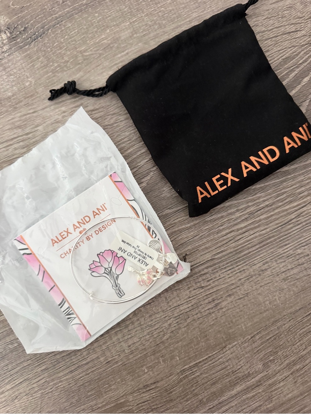 Alex and Ani Pink Tulips Bracelet Silver